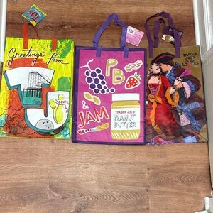 NWT Trader Joe’s Reusable Shopping Bags Set of 3 - VA, NJ, and PB&J
